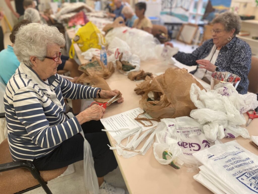 Residents preparing plastic bags